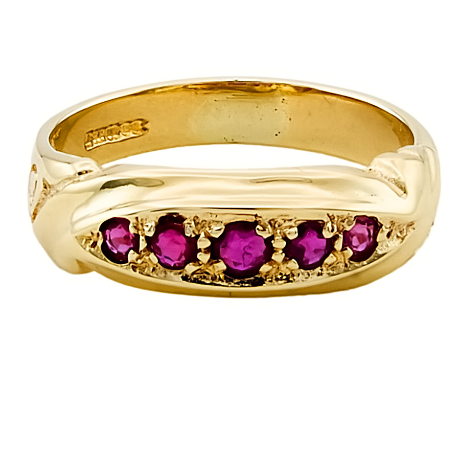 9ct gold Ruby 5 stone Ring size N